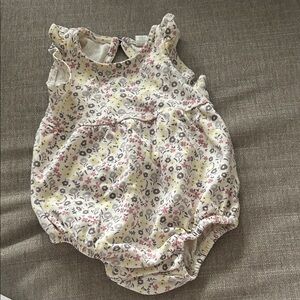 Colored Organics Floral Kids One Piece - Pink, Yellow, Gray